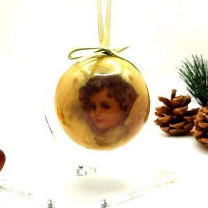 Vintage Midwest Decoupage Cherub Christmas Tree Ornament